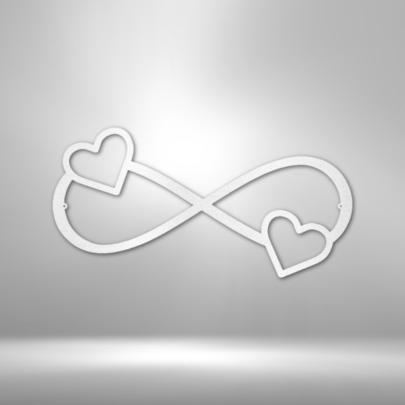 Double Heart Infinity Steel Sign Laser Cut Powder Coated Home & Office Metal Wal